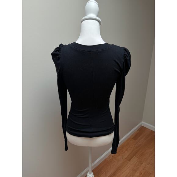 Generation Love Britt Top Crystal Buttons Black Ribbed Size XS - Picture 5 of 8